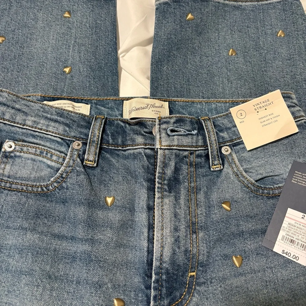 Universal Thread Highest Rise Vintage Straight Embellished Jeans, 2R NWT - Picture 3 of 8